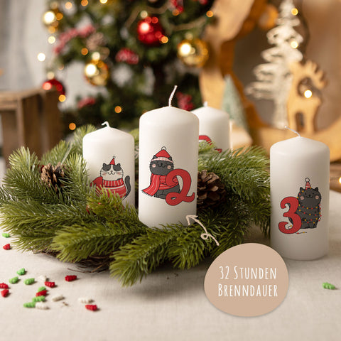 Kleine Kerzen "Advent Katzen" - Adventskerzen im 4er Set