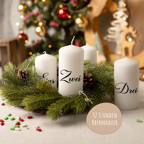 Kleine Kerzen "Advent Ziffern" - Adventskerzen im 4er Set