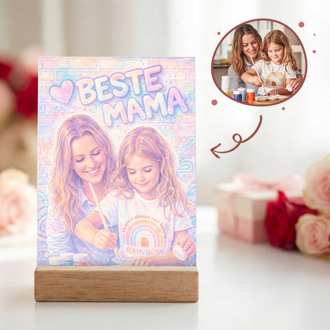 Personalisierter Aufsteller aus Acryl - Beste Mama Streetart - Geschenk mit eigenem Foto