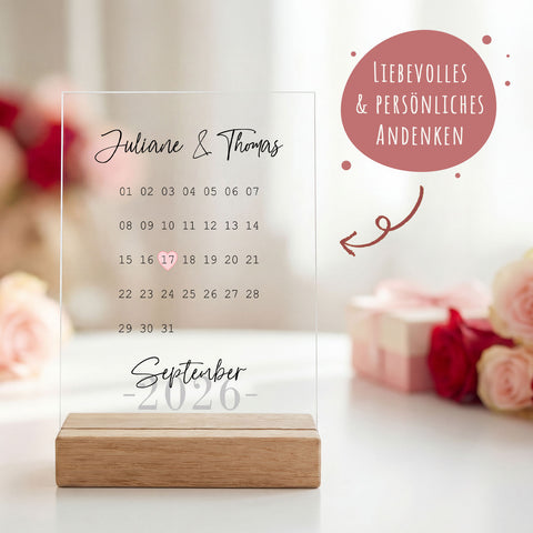 Kalender auf Acrylglas - Personalisiertes Geschenk mit Namen & Datum