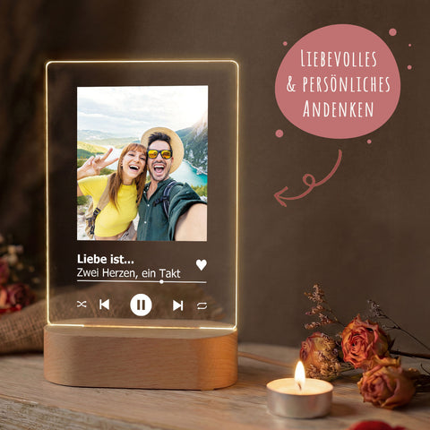Personalisiertes LED Song Cover auf Acrylglas - Geschenk mit eigenem Foto im Musik Cover Design
