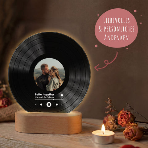 Personalisierte LED Song Cover Schallplatte - Geschenk mit eigenem Foto - Vinyl aus Acrylglas