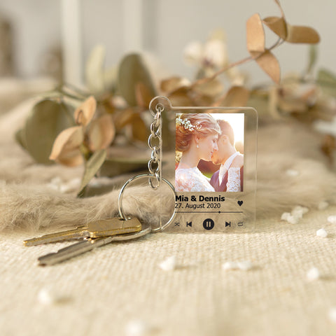 Schlüsselanhänger Song Cover Glas Bild mit Foto - Titel und Musikalbum inkl.