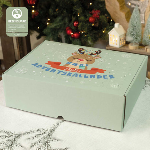 Personalisierter DIY Adventskalender mit Weihnachtstiere Design zum selbst Befüllen