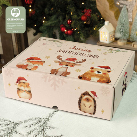 Personalisierter DIY Adventskalender mit Wintertrio Design zum selbst Befüllen
