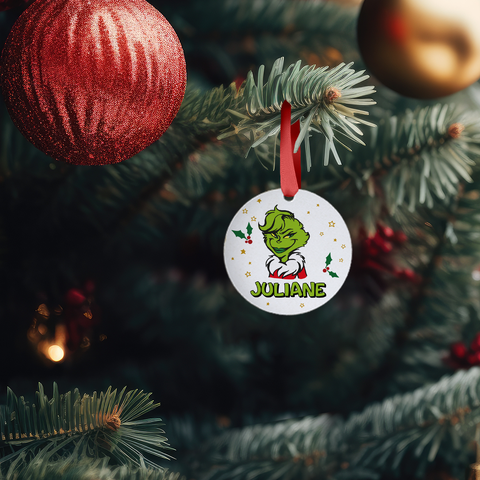 Christbaumschmuck aus Holz - Grinch - Weihnachtsanhänger mit Namen
