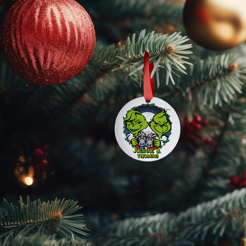 Christbaumschmuck aus Holz - Grinch - Weihnachtsanhänger mit Namen