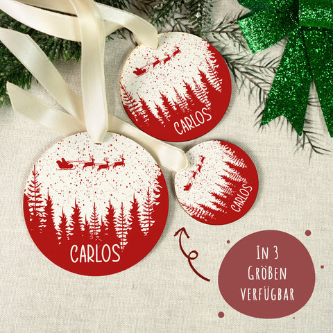 Christbaumschmuck aus Holz - Weihnachtswald - Weihnachtsanhänger mit Namen