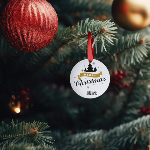 Christbaumschmuck aus Holz - Merry Christmas - Weihnachtsanhänger mit Namen