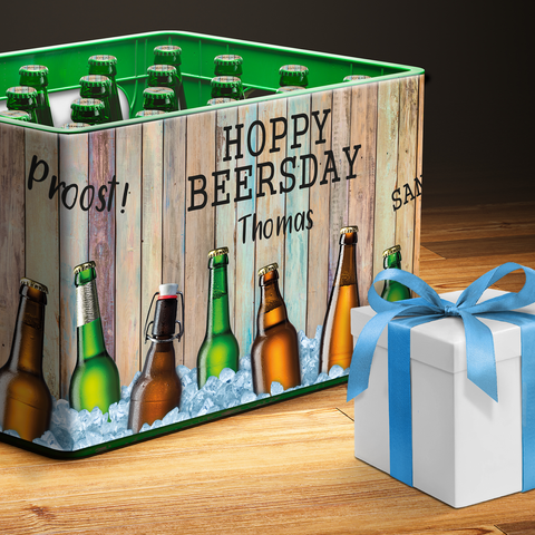 DIY Bierkasten Banderole mit 24 Deckelaufklebern - Hoppy Beersday