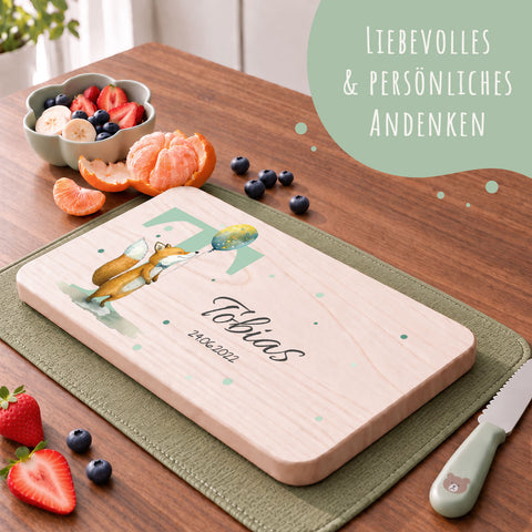 Frühstücksbrettchen mit Druckmotiv & Name - Initial