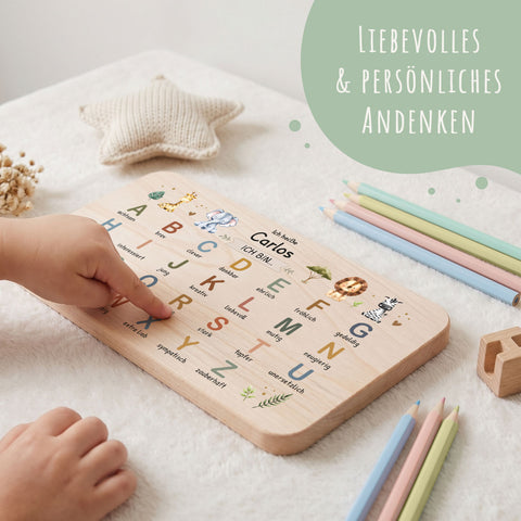 Frühstücksbrettchen mit Druckmotiv & Name - ABC Safaritiere