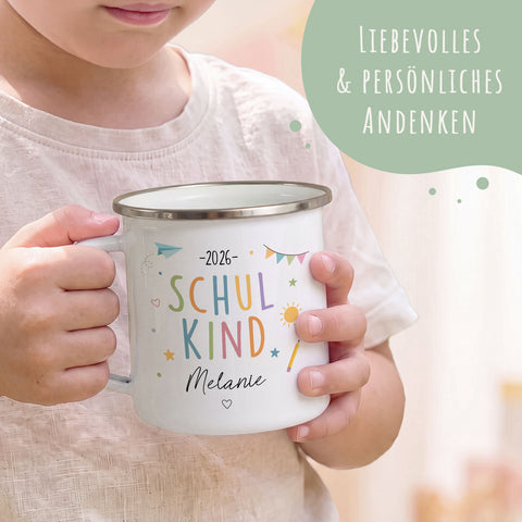 Emaille Tasse für Kinder - Mutmacher - Personalisiert mit Namen