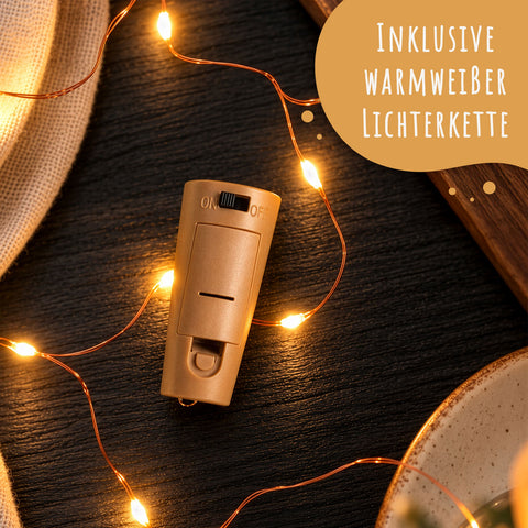 Flaschenlicht mit LED-Lichterkette im Wunscherfüller Design - Weihnachtsdeko zum Verschenken