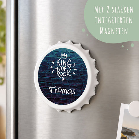 Flaschenöffner mit UV Druck - Rock Design - Personalisiert mit Namen