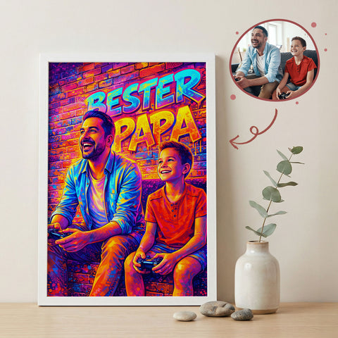 Personalisiertes Poster - Bester Papa Streetart - Personalisiertes Geschenk mit Foto