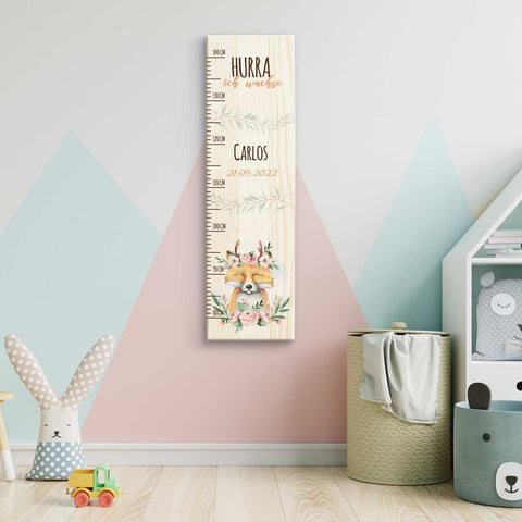 Messlatte mit Namen für Kinder im Fuchs Design