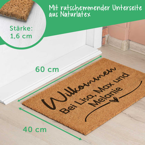 Personalisierte Kokos Fußmatte – Willkommen mit Euren Namen