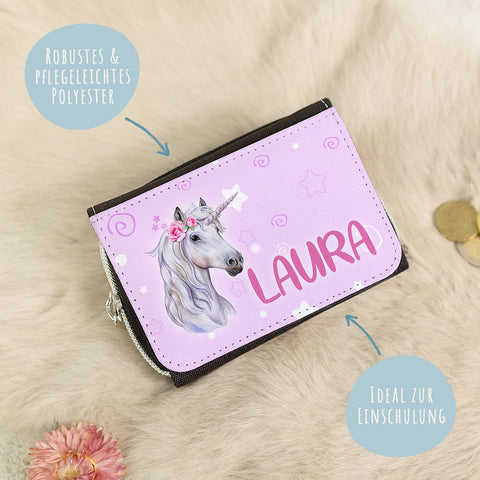 Bedruckte Geldbörse für Kinder im Einhorn Design