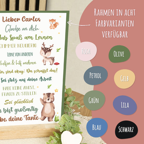 Holzschild zur Einschulung - Tiergruppe Wald - Einschulungsmutmacher