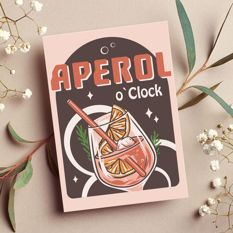 Holzschild mit Aperol Spritz Motiv - Aperol O Clock - Geschenk für Aperol Liebhaber