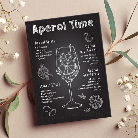 Holzschild mit Aperol Spritz Motiv - Aperol Rezepte - Geschenk für Aperol Liebhaber