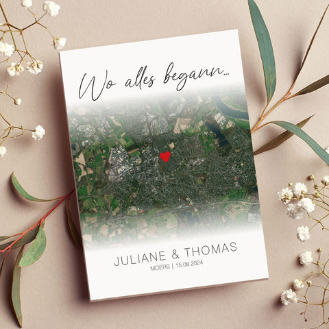 Holzschild "Wo alles begann" - Personalisiertes Geschenk mit Wunschkoordinaten