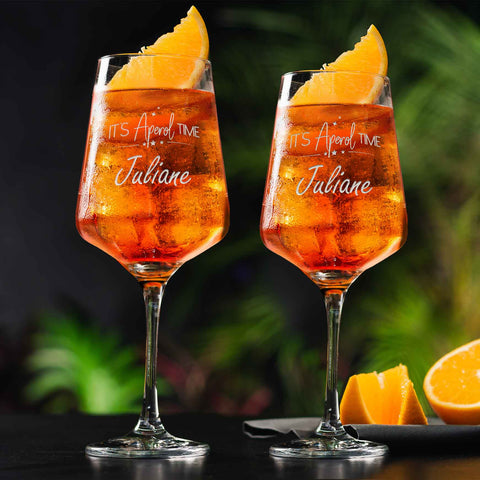 Leonardo Weinglas mit Gravur - "It's Aperol Time" mit Wunschname