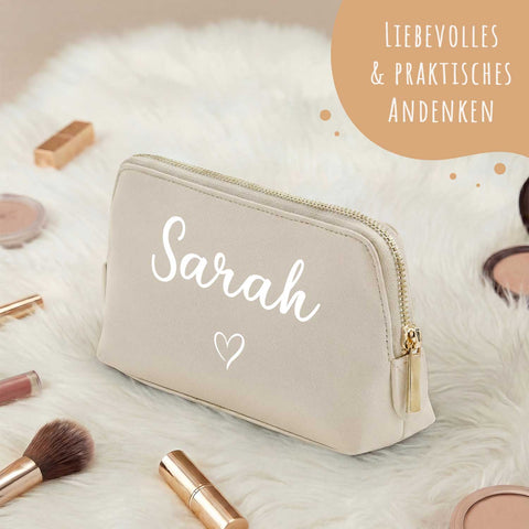 Personalisierte Leder Kosmetiktasche mit Name für Kosmetik & MakeUp