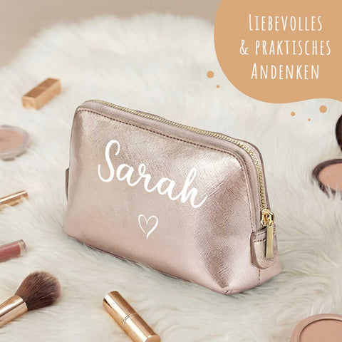 Personalisierte Leder Kosmetiktasche mit Name für Kosmetik & MakeUp