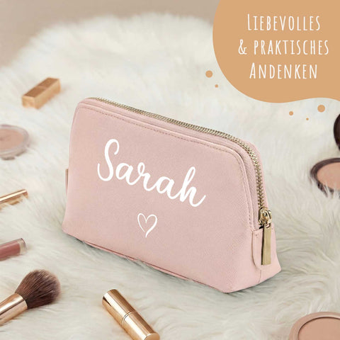 Personalisierte Leder Kosmetiktasche mit Name für Kosmetik & MakeUp