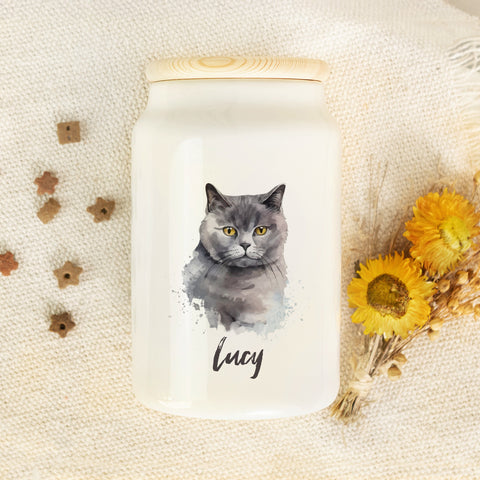Leckerlidose für dein Haustier - Katzenrassen - Personalisiert mit Namen