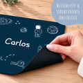 Bedrucktes Mousepad mit Wunschnamen im Weltall Design
