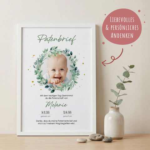 Personalisiertes Poster - Patenbrief - Personalisiertes Geschenk mit Foto