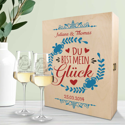 Leonardo Weinglas mit Gravur - "Du bist mein Glück"