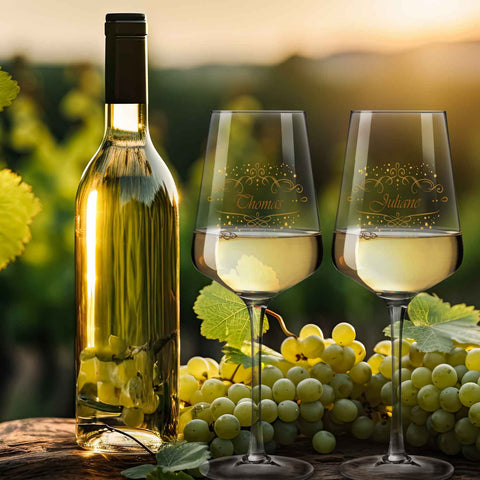 Leonardo Puccini Weißweingläser "Vintage Weinranke" mit Namen im Set