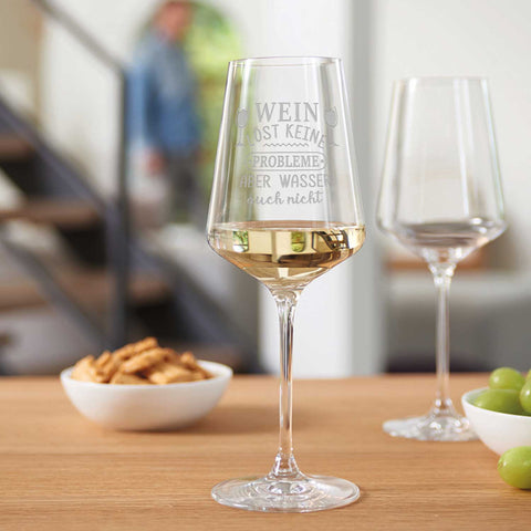 Leonardo Weinglas mit Gravur "Wein löst keine Probleme"