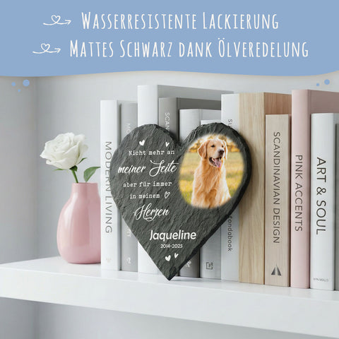 Bedrucktes Schieferherz - Tierfoto - Personalisiertes Geschenk