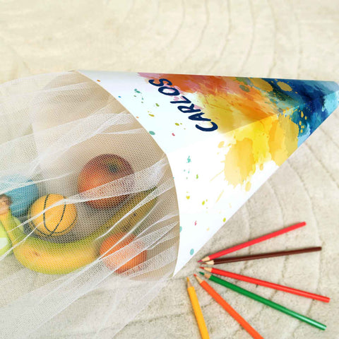 Bedruckte Schultüte mit Namen - Color Splash