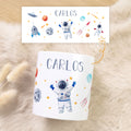 Bedruckte Spardose für Kinder - im Astronaut Design - mit Namen personalisiert
