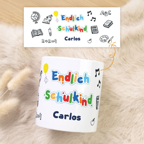 Spardose aus Keramik - Endlich Schulkind