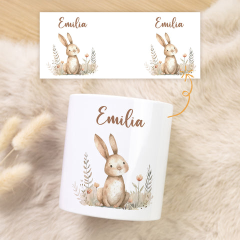 Personalisierte Keramik-Spardose Waldtiere V2 – Hase