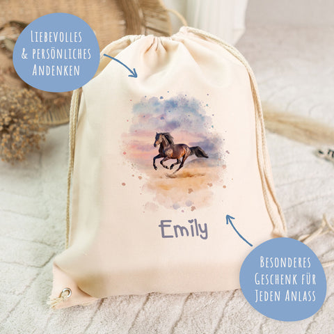 Turnbeutel mit Kindermotiv  - Pferd - für Kinder