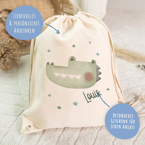Turnbeutel mit Kindermotiv  - Tierköpfe - für Kinder