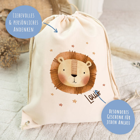 Turnbeutel mit Kindermotiv  - Tierköpfe - für Kinder