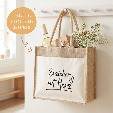 Bedruckte Strandtasche - Kindergartenzeit - Geschenk zum Erzieherabschied