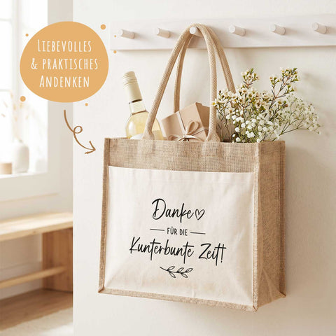Bedruckte Strandtasche - Kindergartenzeit - Geschenk zum Erzieherabschied