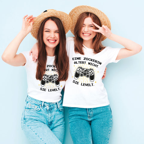 Bedrucktes T-Shirt für Damen - Eine Zockerin altert nicht