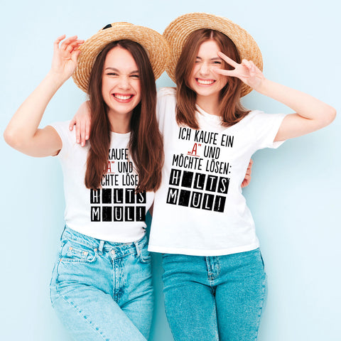Bedrucktes T-Shirt für Damen - Ich kaufe ein A