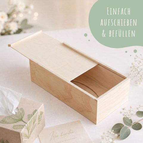 Personalisierte Taschentuchbox aus Holz - Freudentränen zur Hochzeit